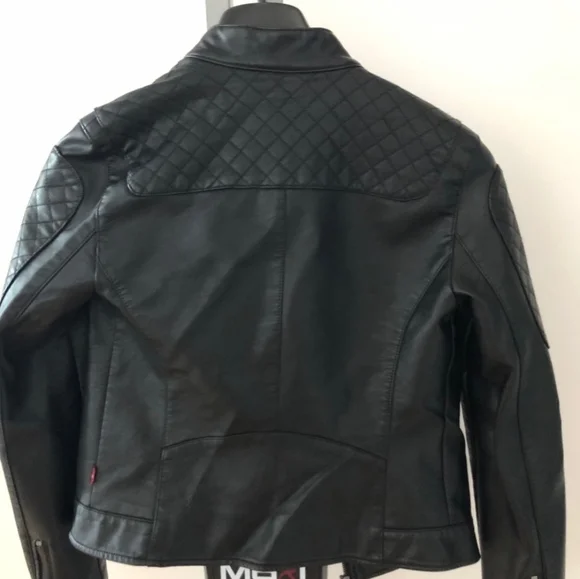 Levi's Quilted Black Faux Leather Biker Jacket - Picture 2 of 3
